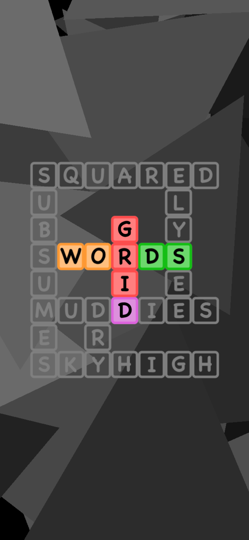 Grid Words app example screen